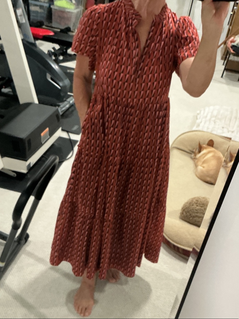 Trovata Rust Geometric Tiered Maxi Dress - Picture 8 of 8